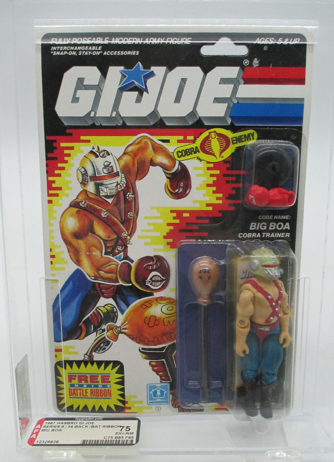 GI JOE 1987 BIG BOA AFA 75 Hasbro 34 back MOC Battle Ribbon C 75 / B 85 / F 85 GI JOE 1987 BIG BOA AFA 75 Hasbro 34 back MOC Battle Ribbon C 75 / B 85 / F 85