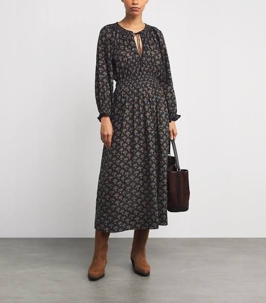 Dôen Delfina Delphinium Floral Printed Women\'s Cotton Long Maxi Gown Dress XXS