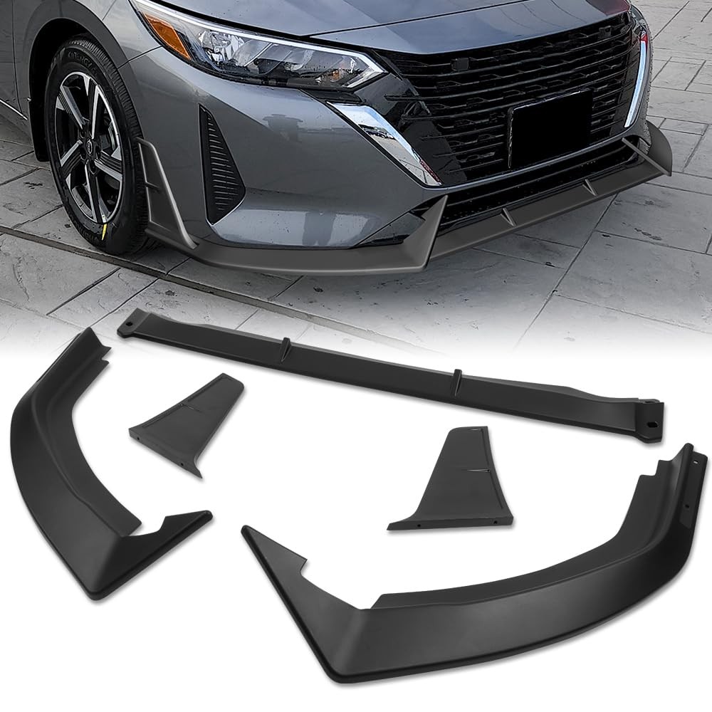 5 PCS ABS Front Bumper Lip Spoiler Body Kit for 2024 2025 Nissan Sentra