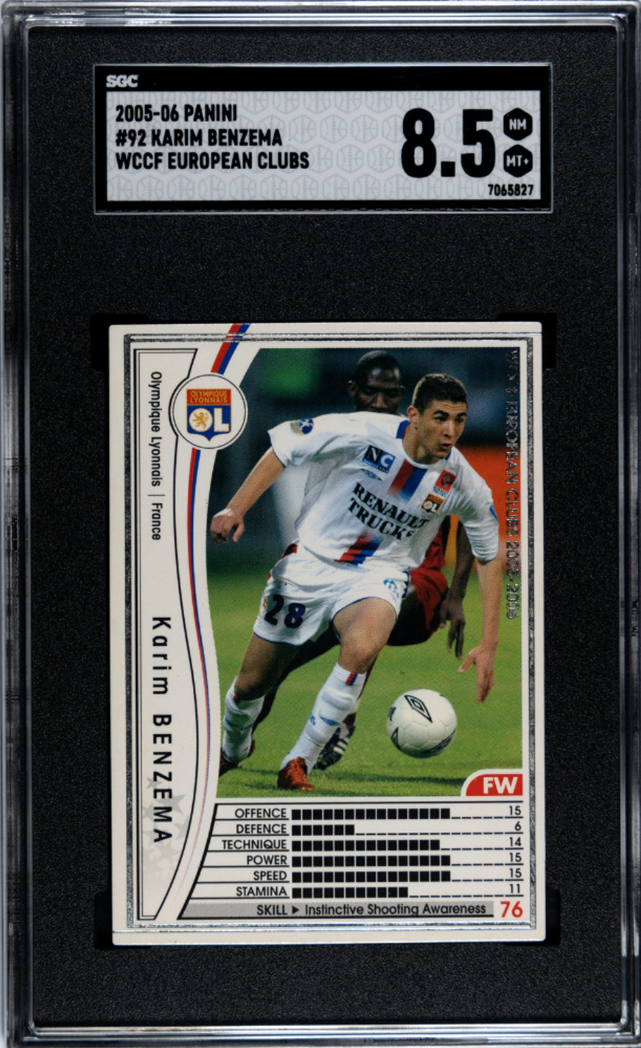 2005-06 Panini WCCF #092 KARIM BENZEMA Rookie SGC 8.5 2005-06 Panini WCCF #092 KARIM BENZEMA Rookie SGC 8.5