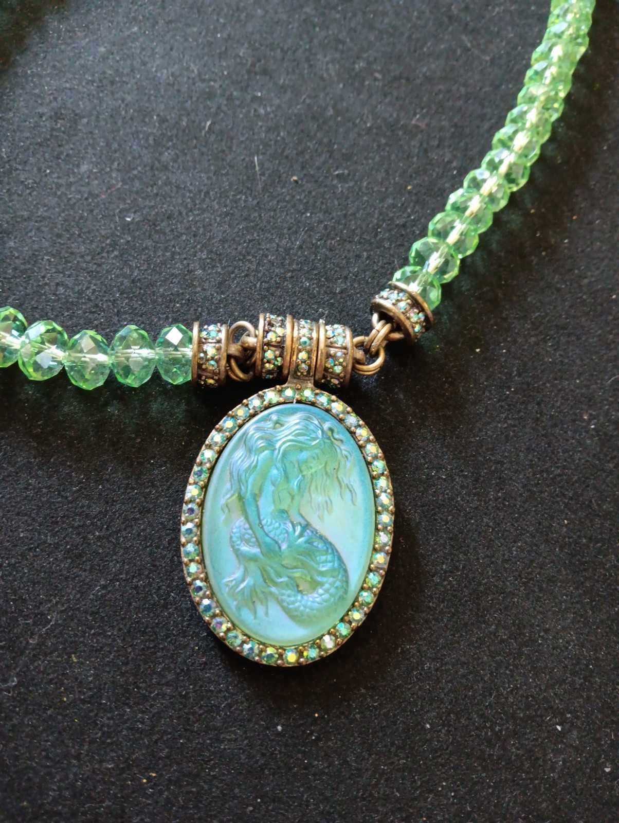 Vintage Kirk's Folly Lorlei Mermaid Pendant Crystal Necklace With Box & Bag Vintage Kirk's Folly Lorlei Mermaid Pendant Crystal Necklace With Box & Bag