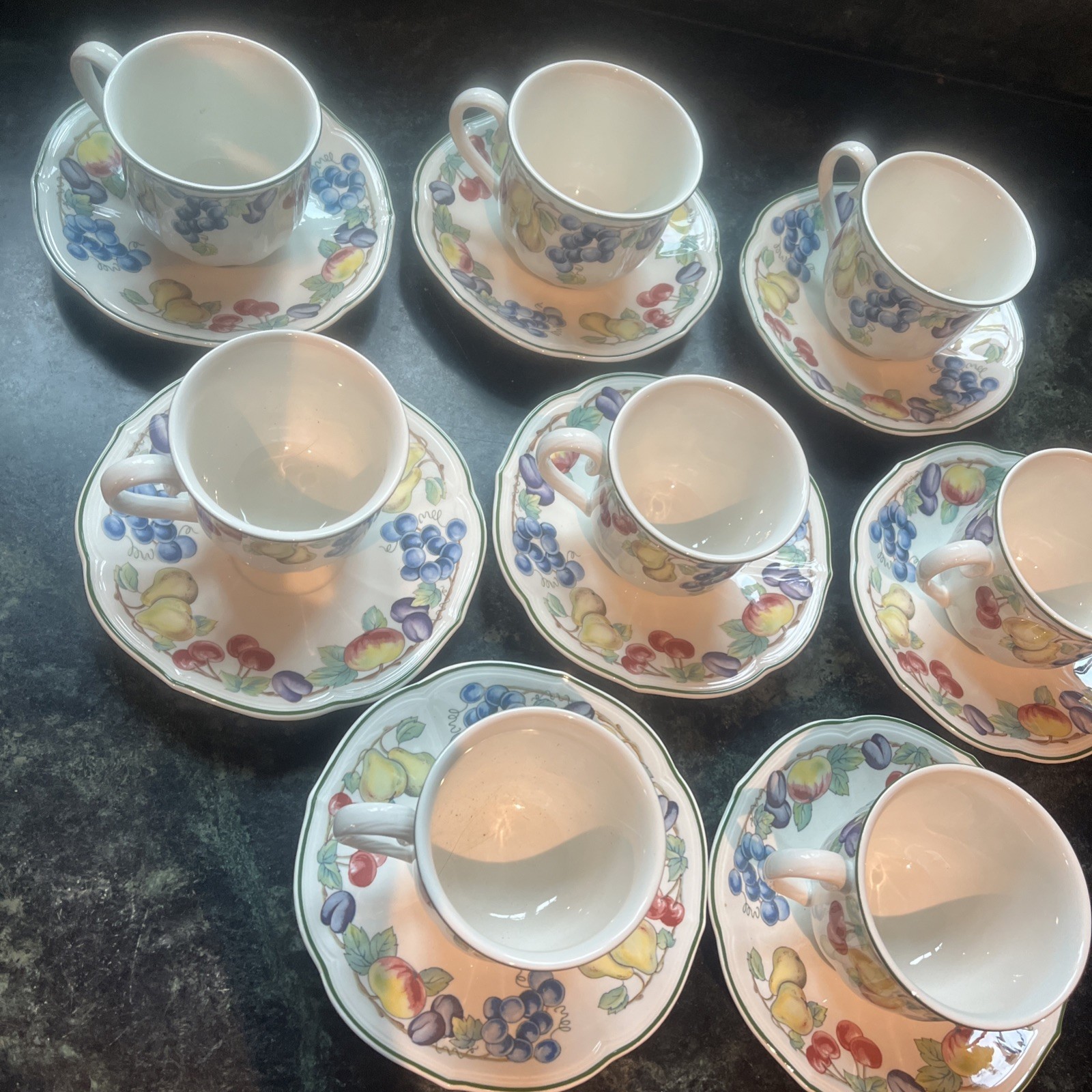 Villeroy & Boch Meloni Set Of 8 Tea Cups & Saucers Vtg W Germany MINT Villeroy & Boch Meloni Set Of 8 Tea Cups & Saucers Vtg W Germany MINT