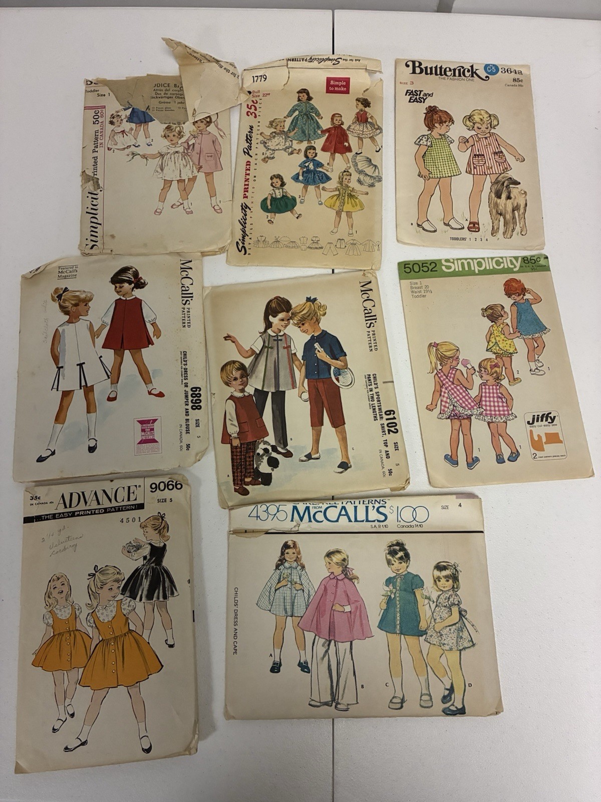 Lot Of 8 Vintage Simplicity McCall Butterick Sewing Patterns For Dolls Kids Lot Of 8 Vintage Simplicity McCall Butterick Sewing Patterns For Dolls Kids