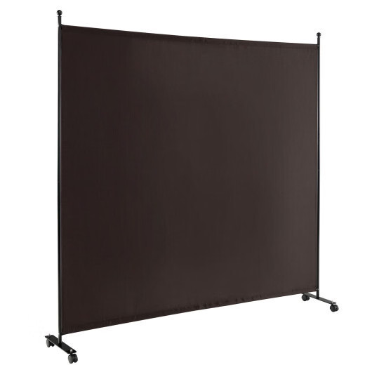Costway 6 Feet Single Panel Rolling Room Divider with Smooth Wheels-Brown - Colo