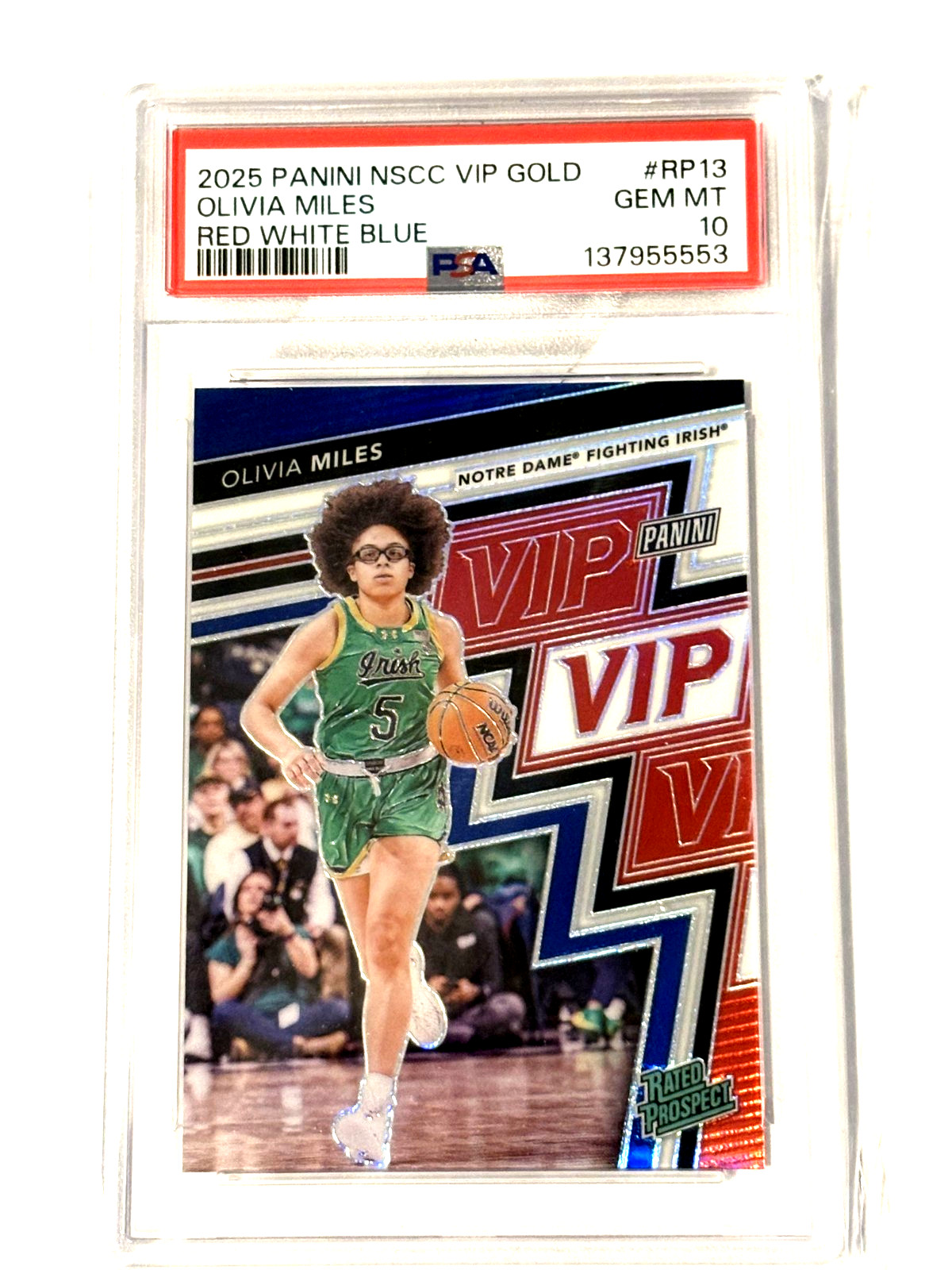 2025 Panini NSCC VIP GOLD #RP13 Olivia Miles Red White Blue 23/25 PSA 10 Hot 2025 Panini NSCC VIP GOLD #RP13 Olivia Miles Red White Blue 23/25 PSA 10 Hot