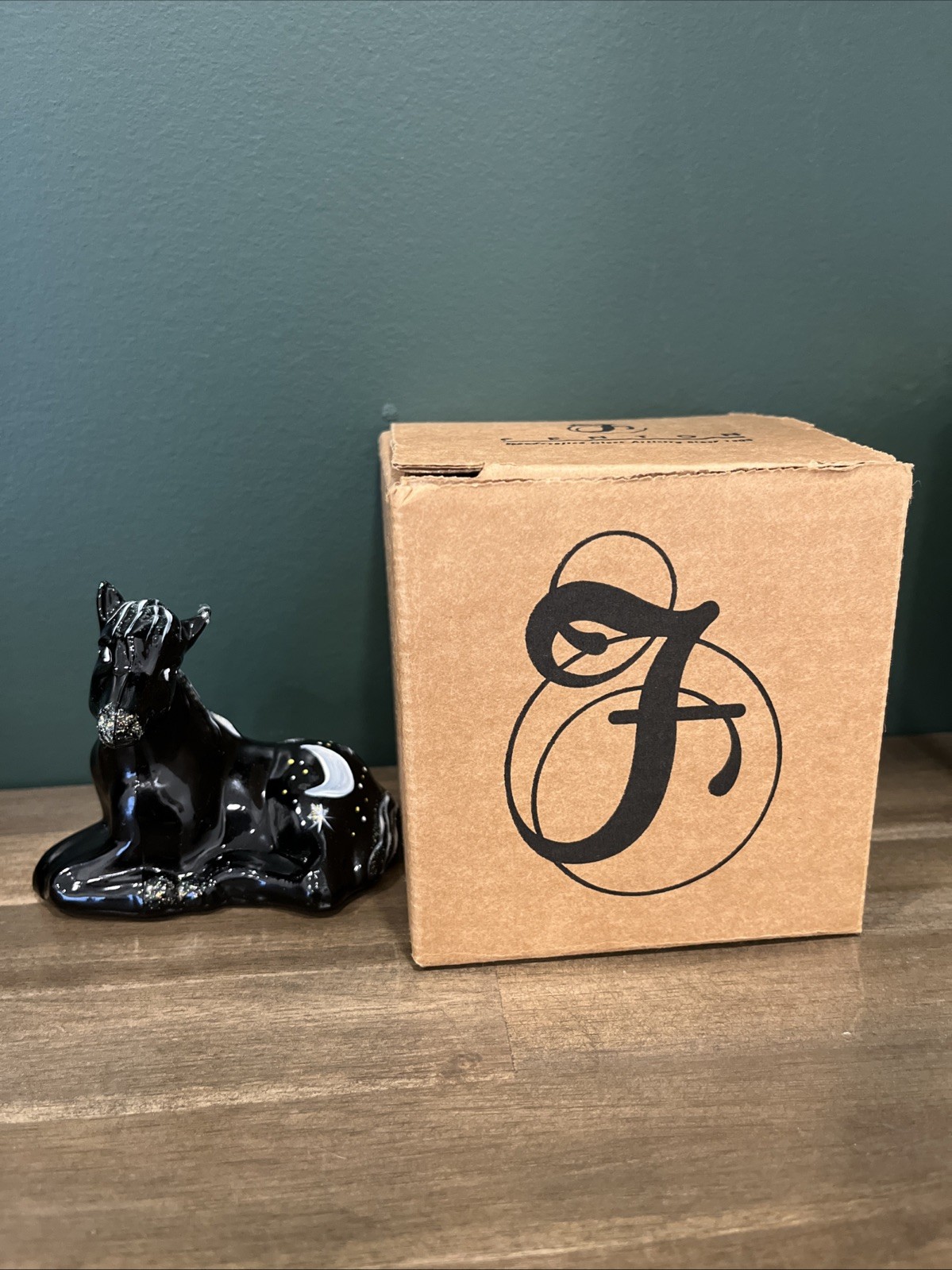 FENTON Hand Painted BLACK HORSE - Signed by George Fenton FENTON Hand Painted BLACK HORSE - Signed by George Fenton