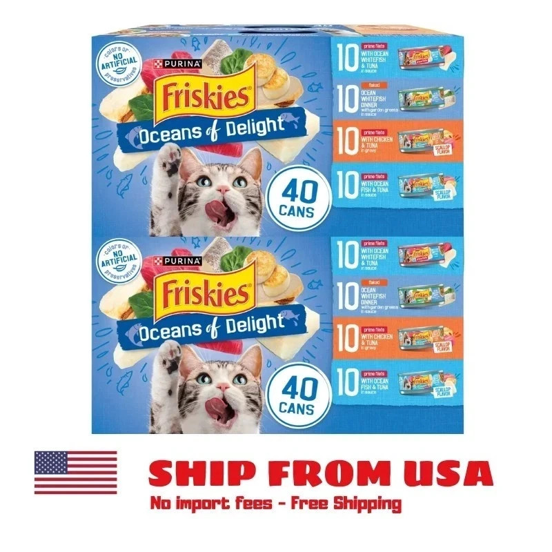 Purina Friskies Wet Cat Food Variety Pack, Oceans of Delight Flaked, (80) 5.5 oz