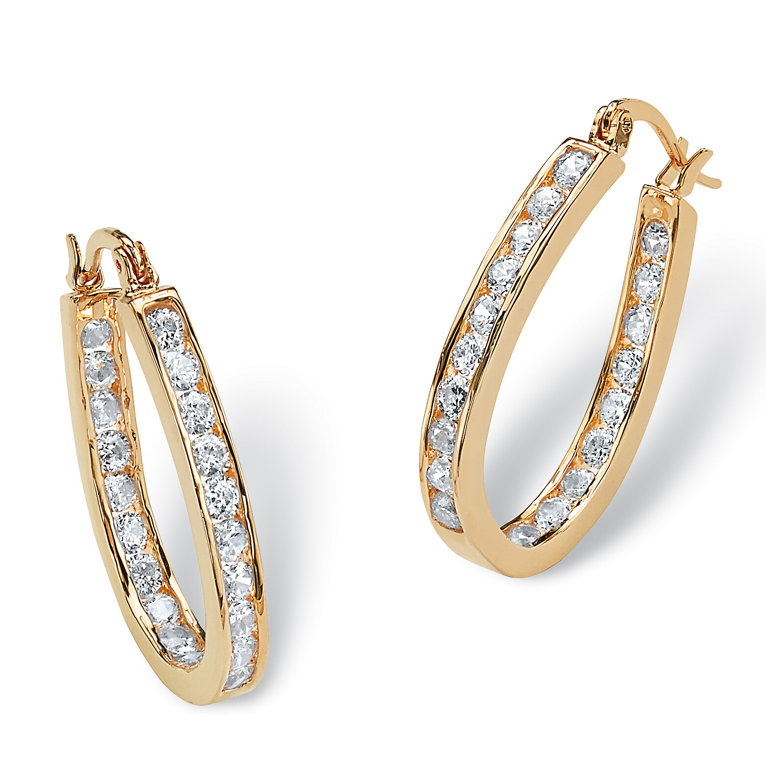 2.52 TCW Round Cubic Zirconia Inside-Out Hoop Earrings in Yellow Goldtone 2.52 TCW Round Cubic Zirconia Inside-Out Hoop Earrings in Yellow Goldtone