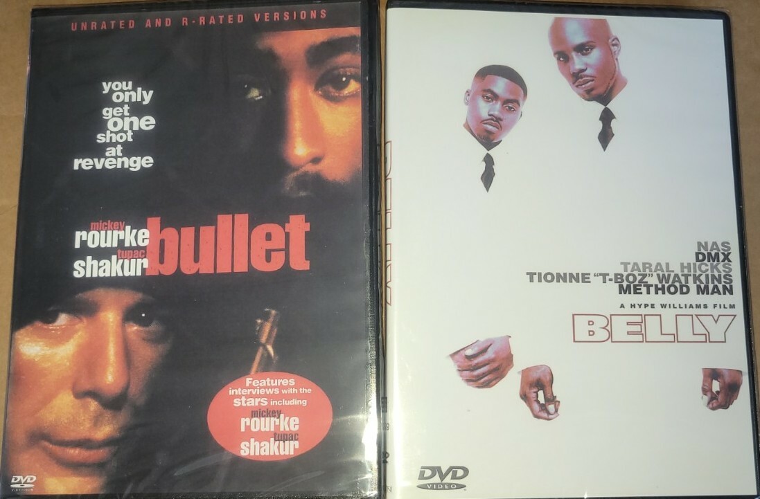 BULLET Mickey Rourke, 2pac (Tupac Shakur) + BELLY, DMX, NAS GET 2 DVDS BOTH NEW BULLET Mickey Rourke, 2pac (Tupac Shakur) + BELLY, DMX, NAS GET 2 DVDS BOTH NEW
