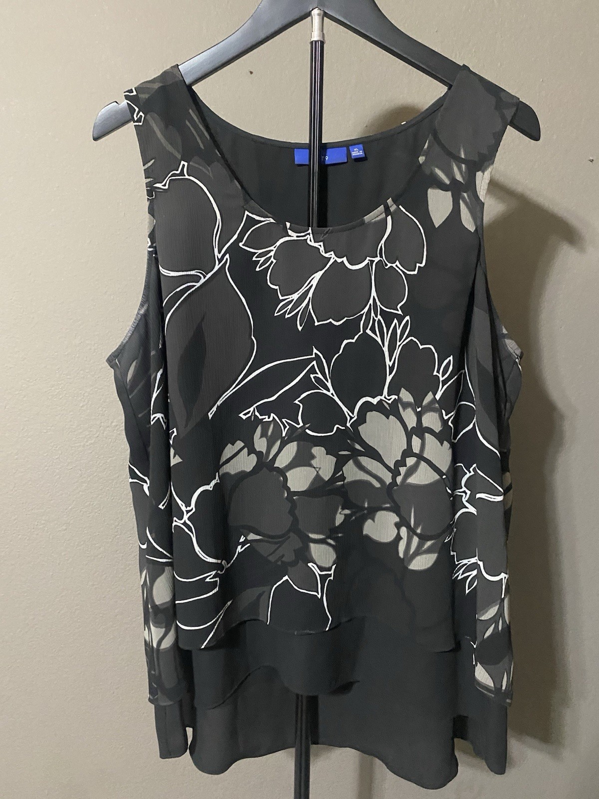 Apt. 9 Floral Layered Chiffon Tank Top High Low Hem Women’s XL Boho Casual
