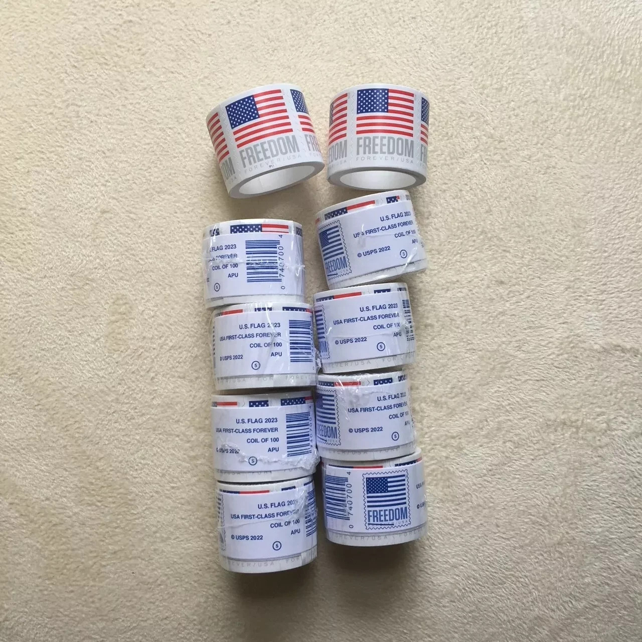 U S P S First Class 10 Roll Of 100 US Postage Stamps 1000 PCS- Never Used -2023 U S P S First Class 10 Roll Of 100 US Postage Stamps 1000 PCS- Never Used -2023