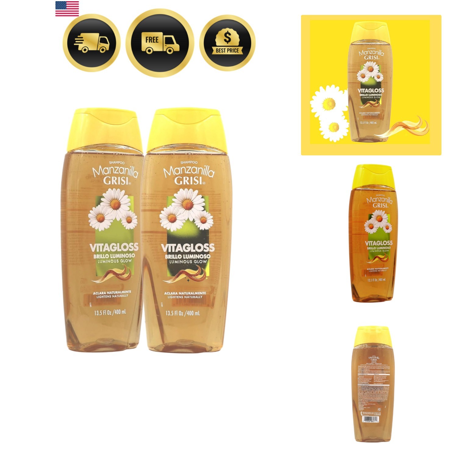 Cleansing Shampoo with Chamomile Extract, 2 Pack, 13.5 FL Oz, Bottles