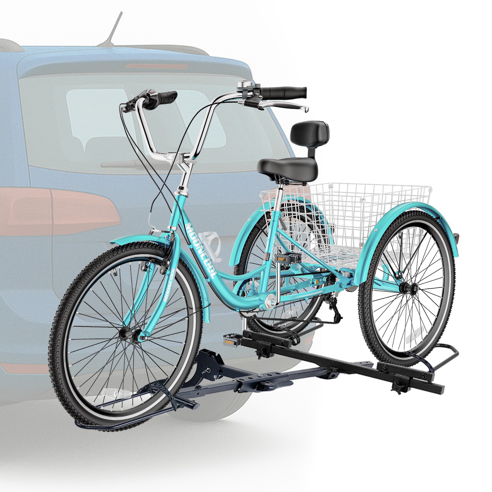 NAIZEA Hitch-Mount Trike Rack, 170 LBS Capacity Heavy-Duty Foldable Carrier Rack