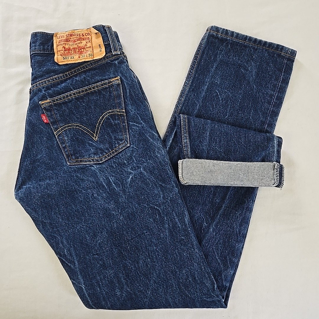 VTG 00s Levi\'s 501XX 0000 Jeans STF Slim Men\'s 30x36 (28x32.5) Fade Red Tab 2006