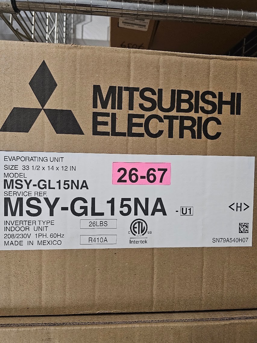 MITSUBISHI MSY-GL15NA 12K BTU EVAPORATING INDOOR UNIT AC ONLY NEW MITSUBISHI MSY-GL15NA 12K BTU EVAPORATING INDOOR UNIT AC ONLY NEW