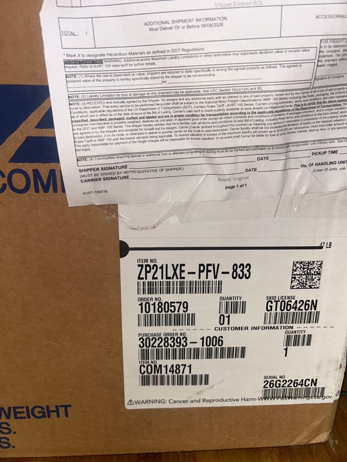 Trane COM14871 Copeland Scroll Compressor SDA021C1CPZ R410A New