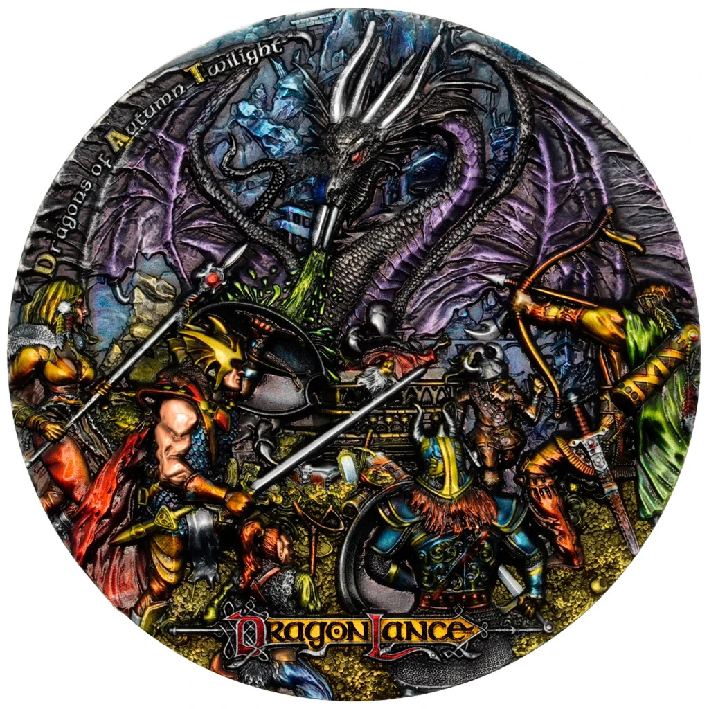 2023 Niue D&D Dragonlance Chronicles: Dragon of Autumn Twilight 3 oz Silver Coin 2023 Niue D&D Dragonlance Chronicles: Dragon of Autumn Twilight 3 oz Silver Coin
