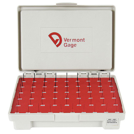 Vermont Gage 902100100 Pin Gage Set, Plus, 0.20-1.28Mm, Black