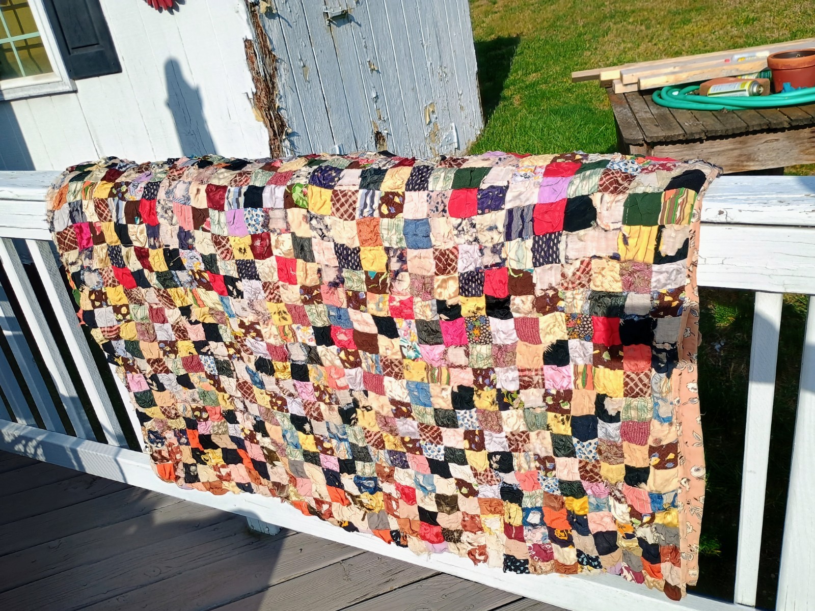 Vintage 1940s/ 50s Patchwork Quilt 50\ Vintage 1940s/ 50s Patchwork Quilt 50\