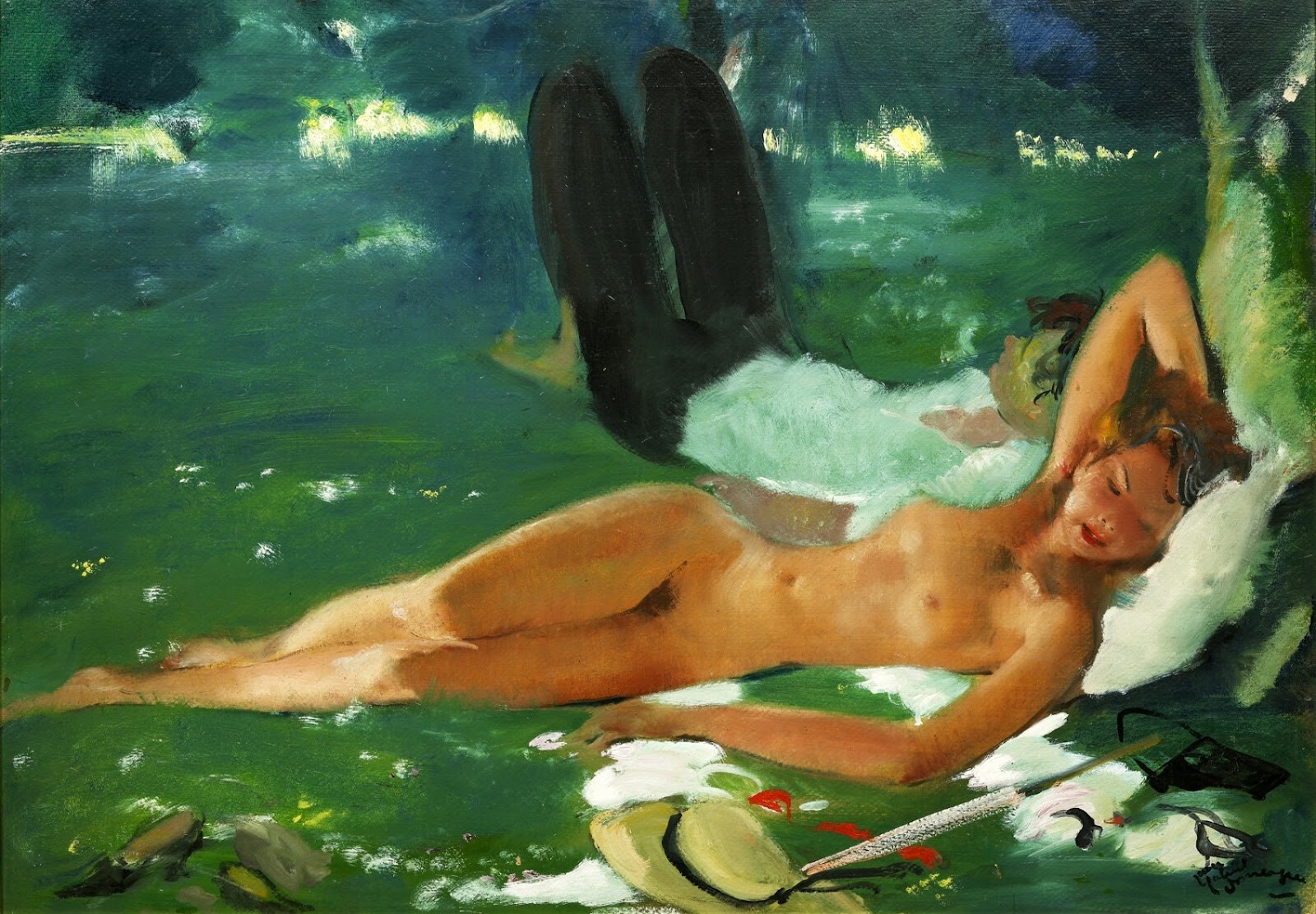 Jean-Gabriel Domergue Signed Oil Painting on Canvas 20x28 in Art Deco ..