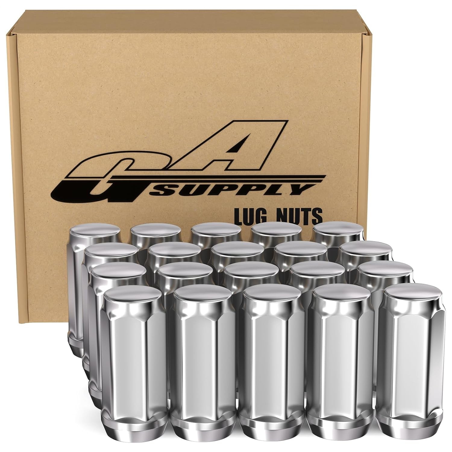 GAsupply 20pcs 1/2-20 Lug Nuts Long, 1/2 x20 Chrome Lug nut Closed End Bulge Aco GAsupply 20pcs 1/2-20 Lug Nuts Long, 1/2 x20 Chrome Lug nut Closed End Bulge Aco