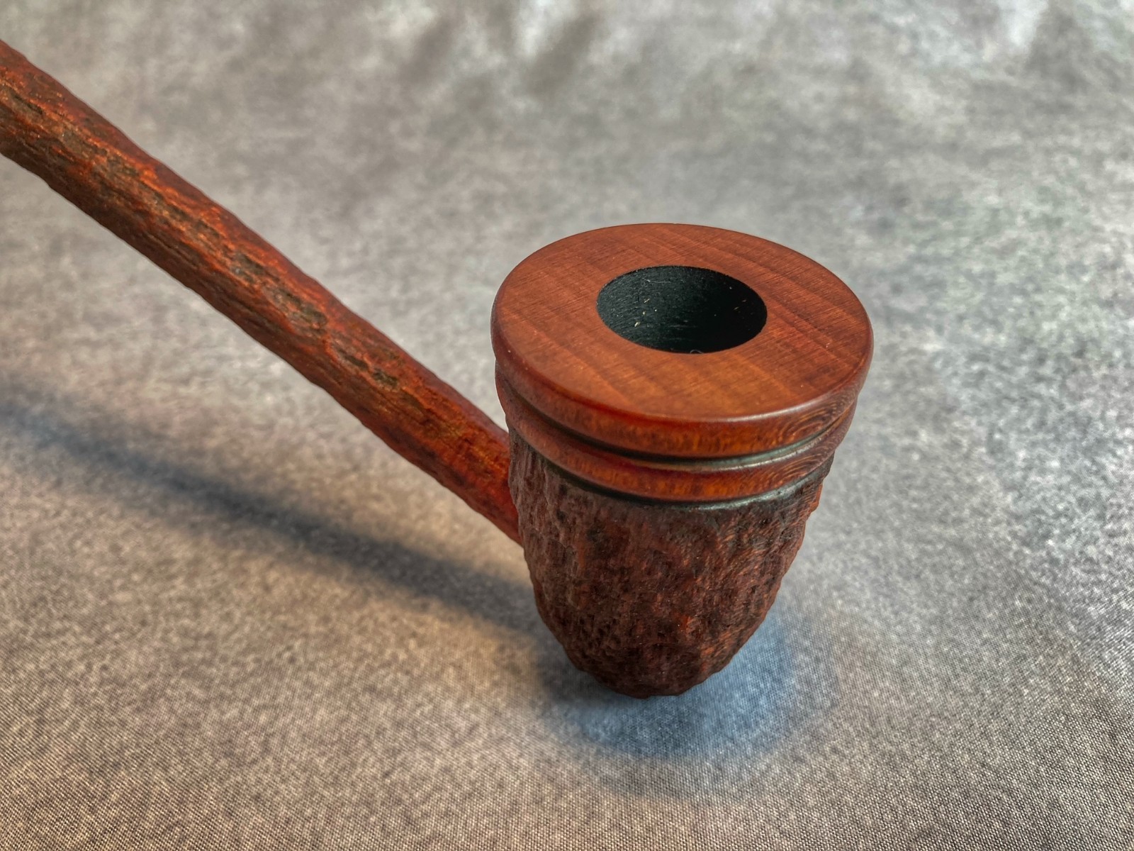Wizard Smoking Pipe Long Stem Tobacco Pipe Rustic Black and Tan with Rings