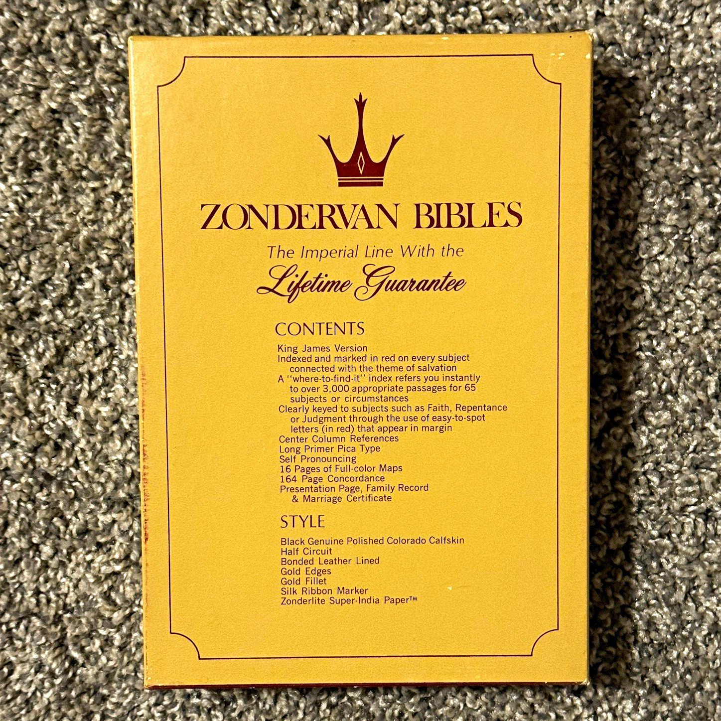 Vintage 1961 ZONDERVAN IMPERIAL BIBLE KJV Calfskin Near-Mint W/ Box Rare