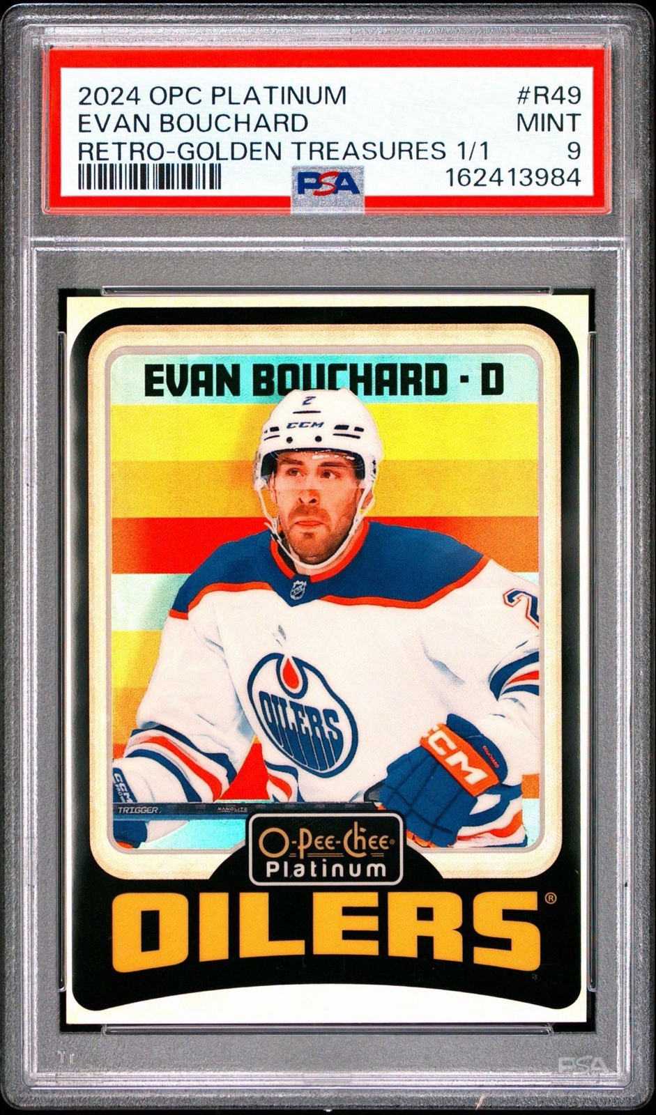 2024-25 OPC Platinum Retro Golden Treasures Evan Bouchard #R49 1/1 PSA 9 Oilers