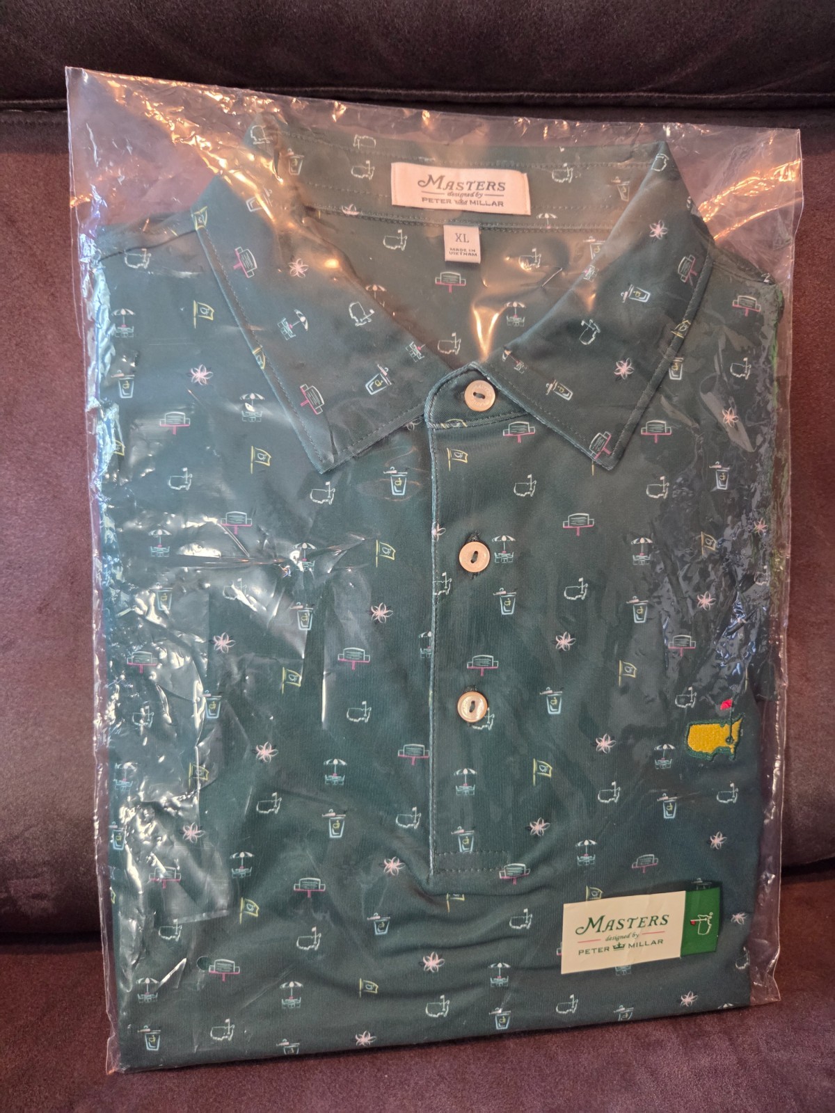 2026 Masters Tournament Peter Millar Green Icons Print XL Men’s Golf Polo 2026 Masters Tournament Peter Millar Green Icons Print XL Men’s Golf Polo