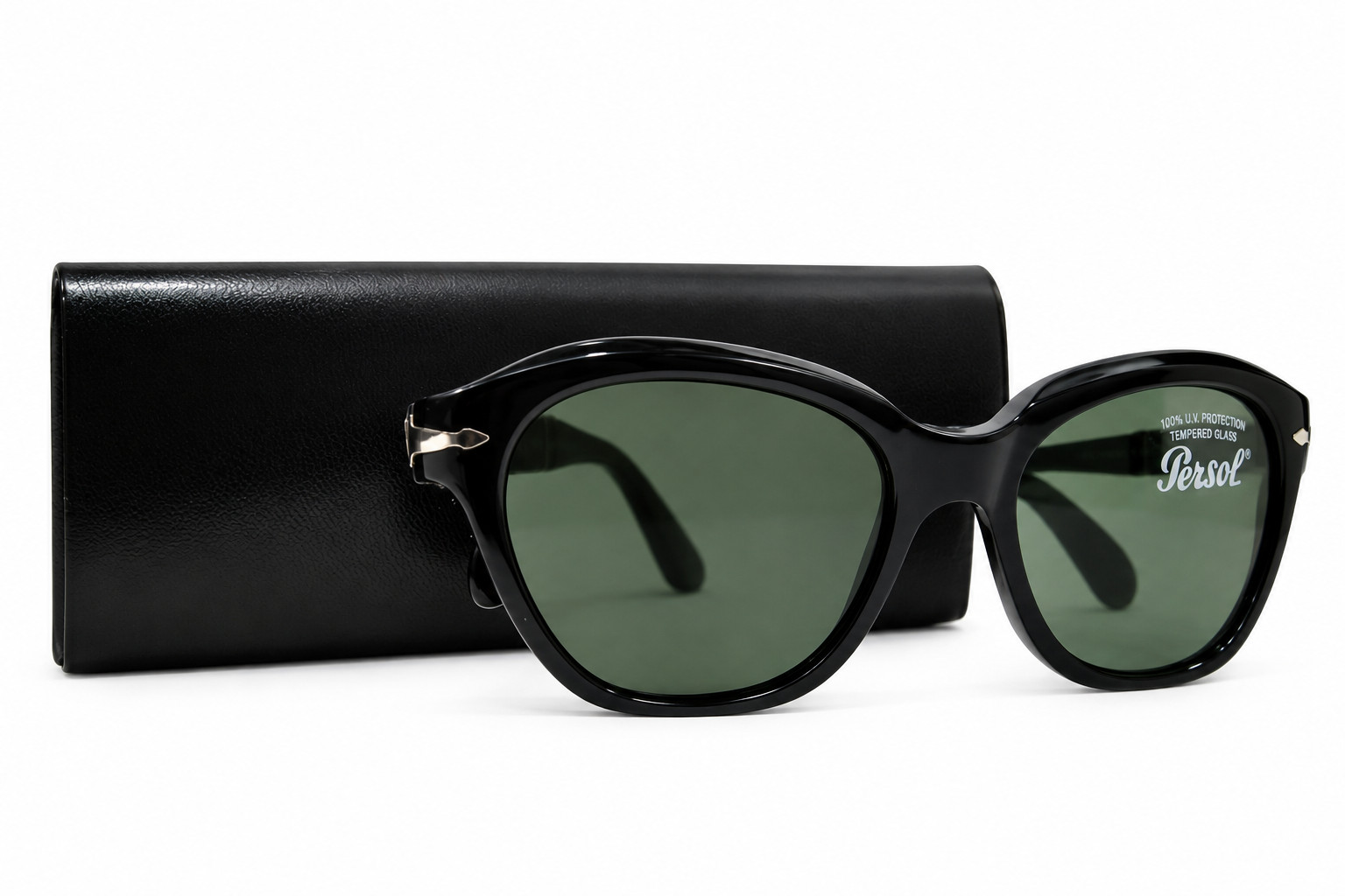 Persol PO0582S 95/31 Black Green Sunglasses 54mm Italy New w/ Case