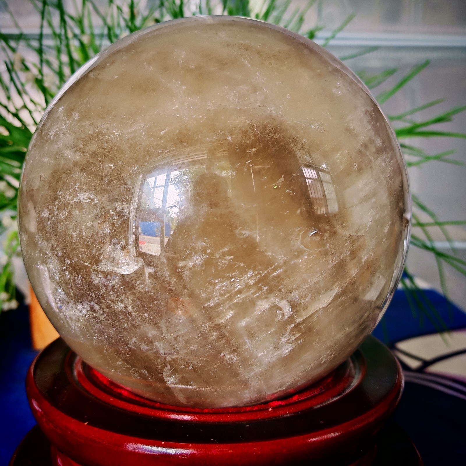 14.08LB Natural crystal Best-Selling amber Quartz Sphere Perfect Gift & Decor