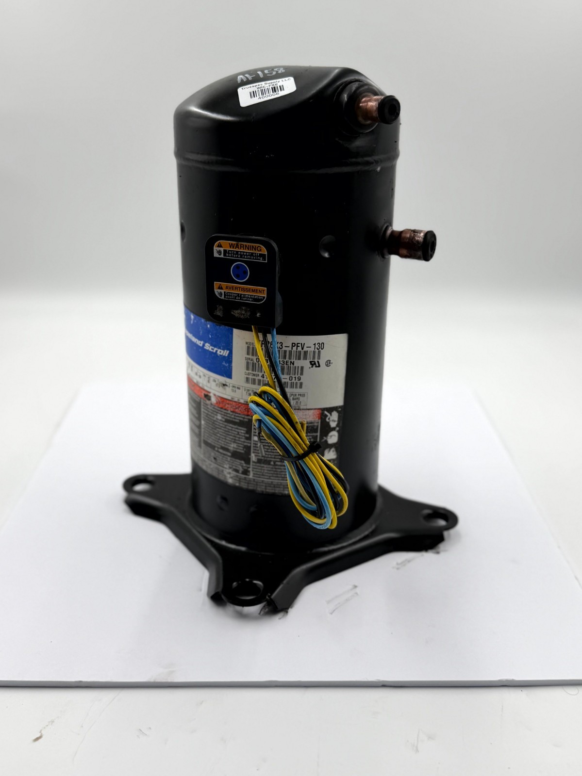 Copeland ZR26K3-PFV-130 Scroll Compressor 2-Ton 208-230V 1PH 60Hz 25300 BTU R-22