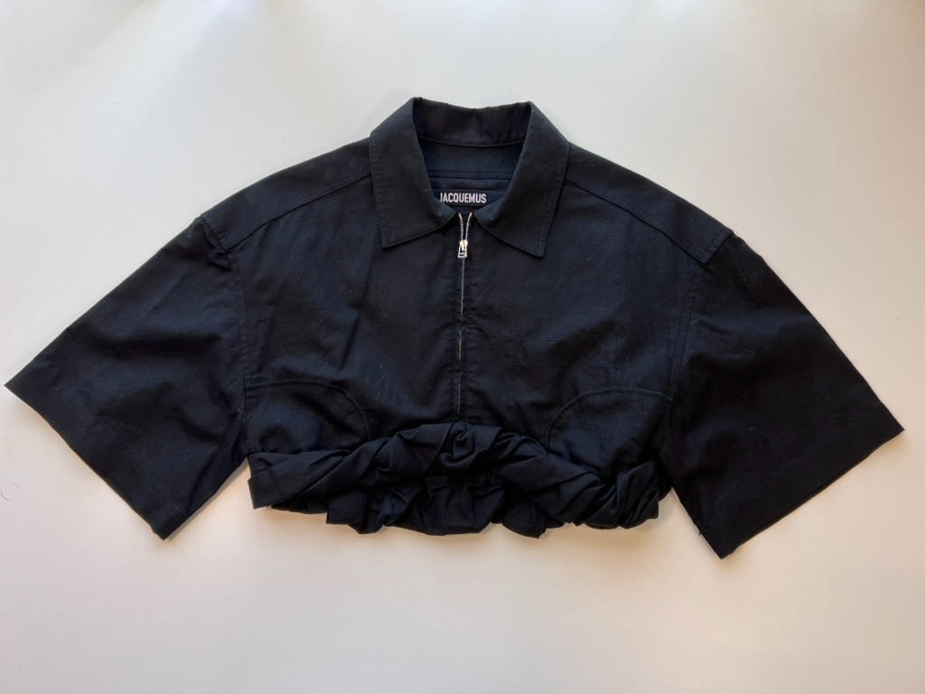 Jacquemus La Chemise Silpa Cotton and Linen Black Cropped Top Women\'s Size 38