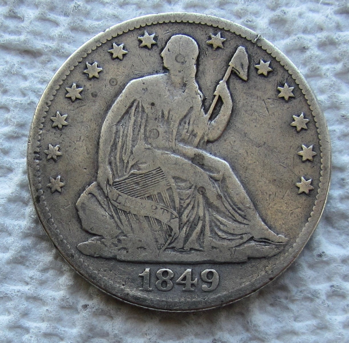 1849-O Seated Liberty Silver Half Dollar Early Rare Key Date New Orleans Cleaned