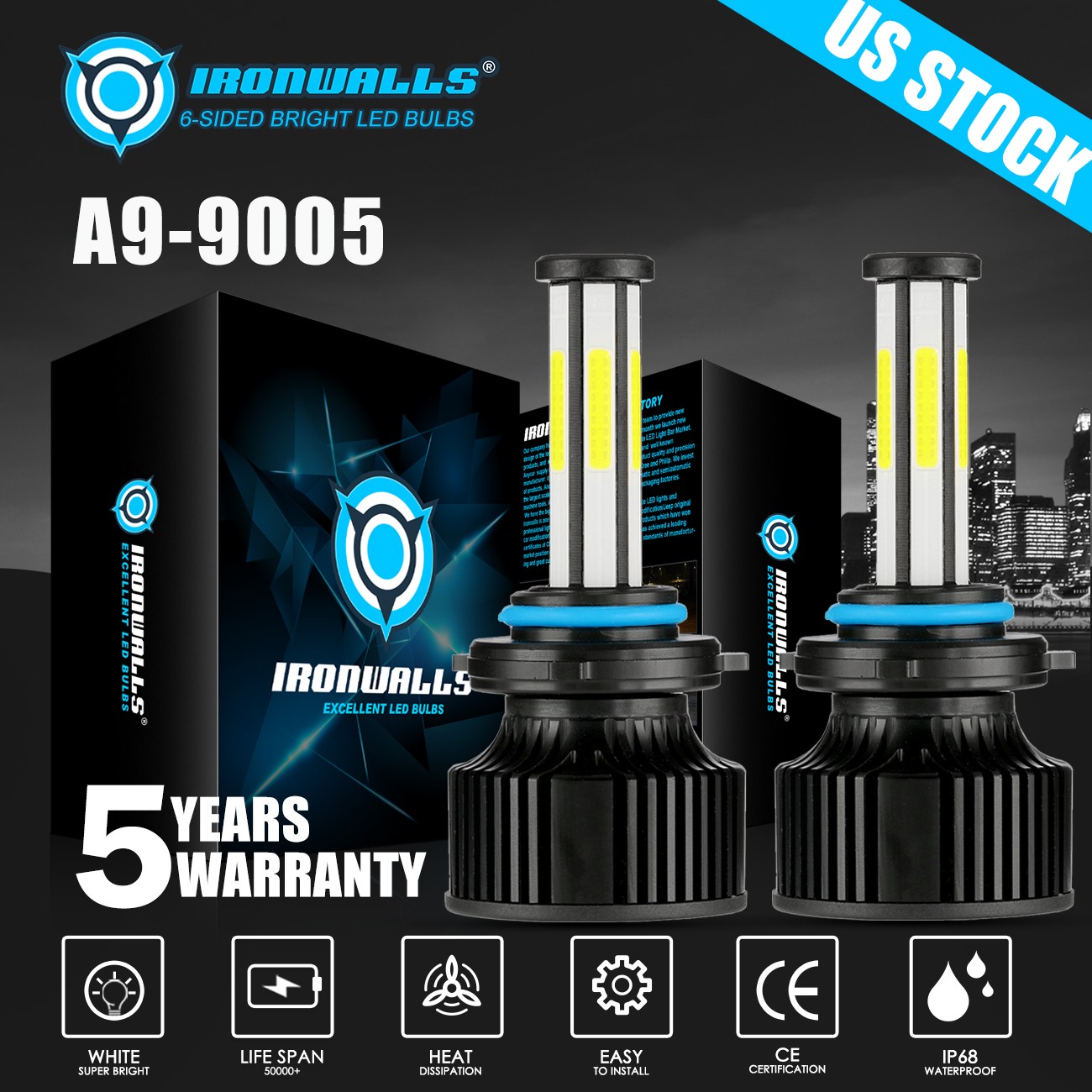 8/6/4-sides 9005 9006 H11 LED Headlight Conversion kIT High Low Beam Bulbs 6500K 8/6/4-sides 9005 9006 H11 LED Headlight Conversion kIT High Low Beam Bulbs 6500K