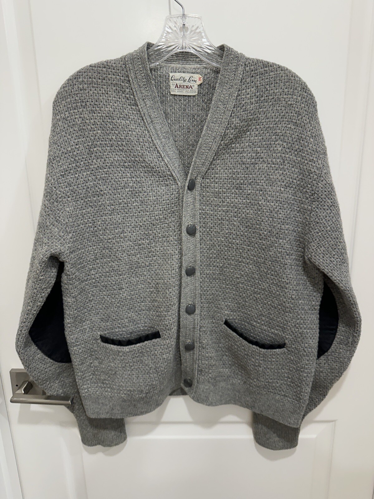 Vintage 60\'s Cardigan Sweater Quality Line by Arena Kurt Cobain Elbow Pads Lined