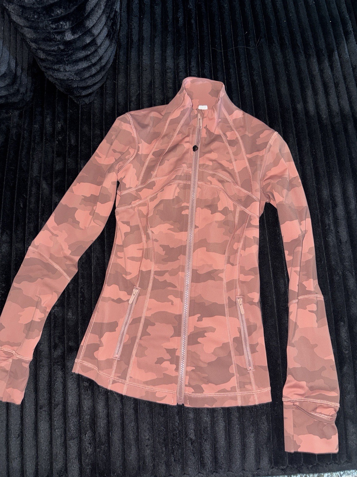 lululemon Define Jacket Full Zip Zipped Pockets Pink Camo Women’s 8 Slim