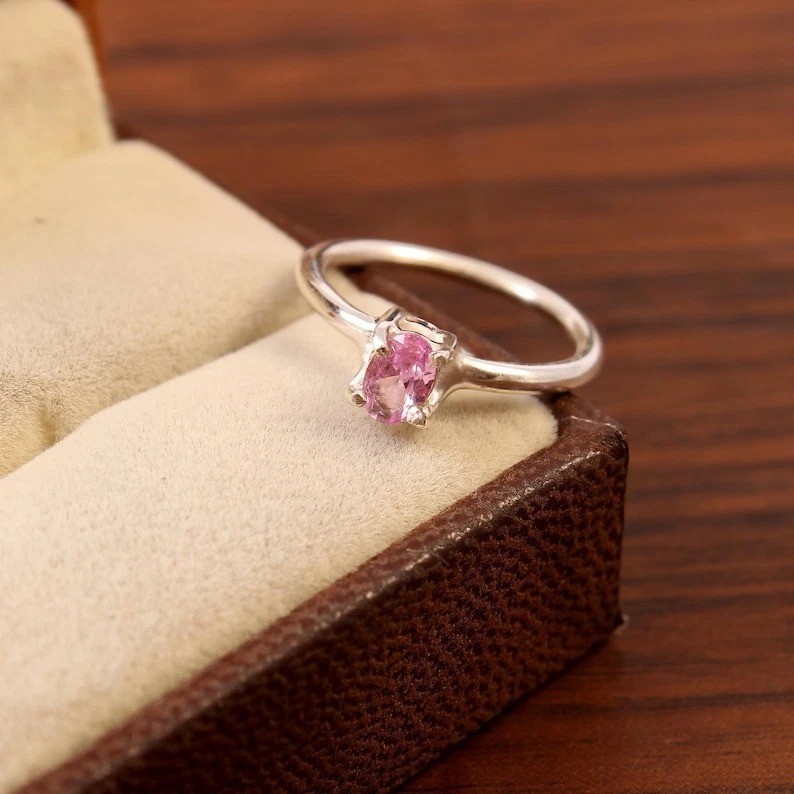 6 Ct Natural Certified Padparadscha Sapphire Ring 925 Silver Gems Ring Size 8