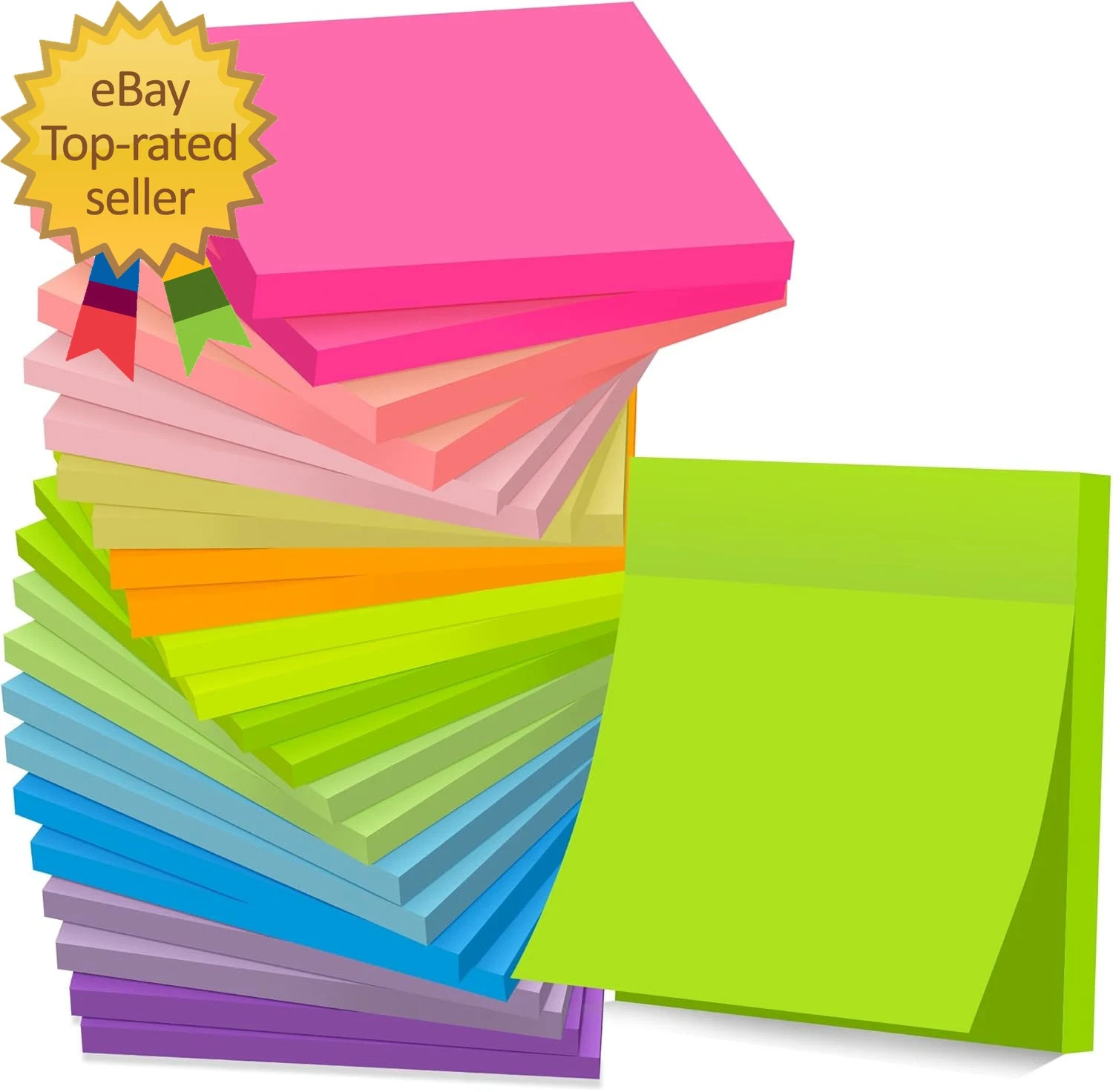 (24 Pads) Sticky Notes 3X3 in Post, 12 Bright Colors Self-Stick Note Pads It, St