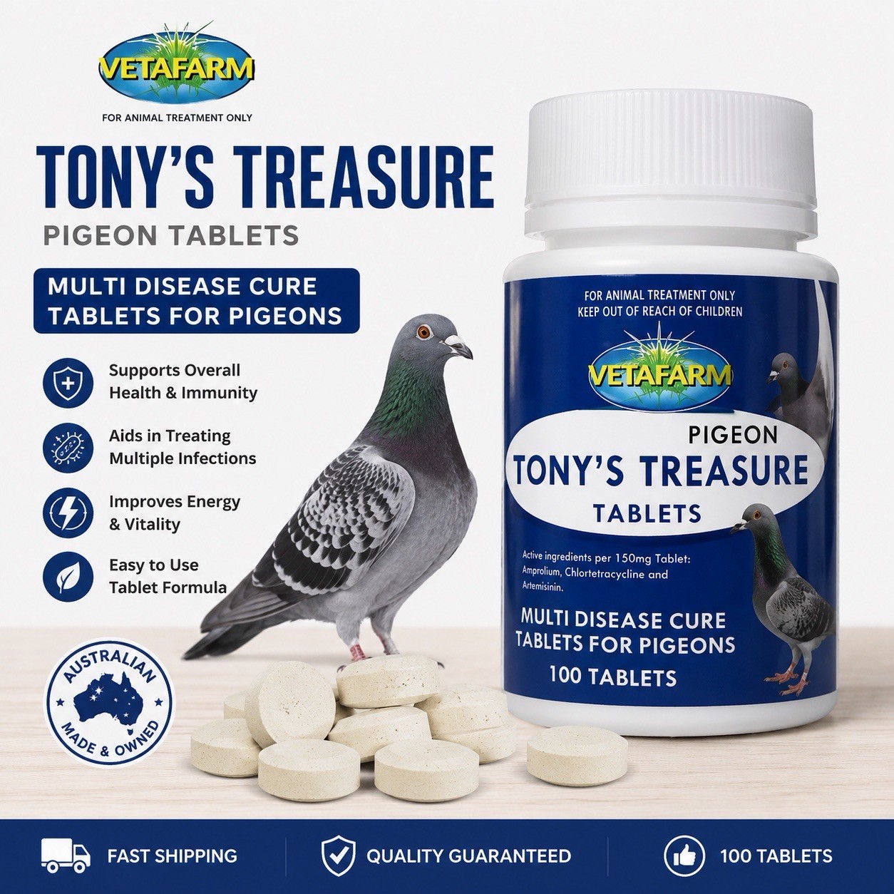 Tony's Treasure Tablets - Multi Disease Cure - 5 in 1 Tablet for Pigeons