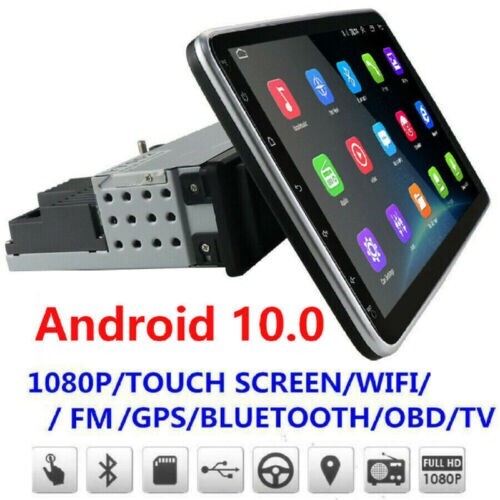 Single 1 DIN Rotatable 10.1inch Android Touch Screen Car Stereo Radio GPS Wifi