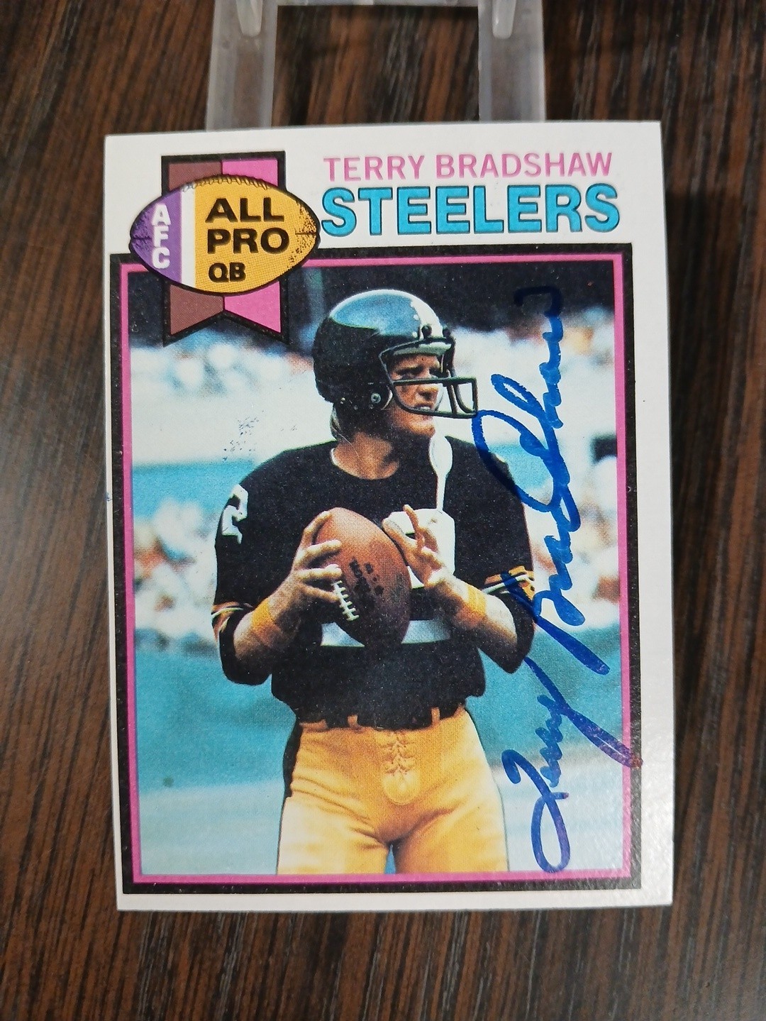 1979 Topps Football Terry Bradshaw #500 HoF Steelers- Auto - IP Autograph 1979 Topps Football Terry Bradshaw #500 HoF Steelers- Auto - IP Autograph
