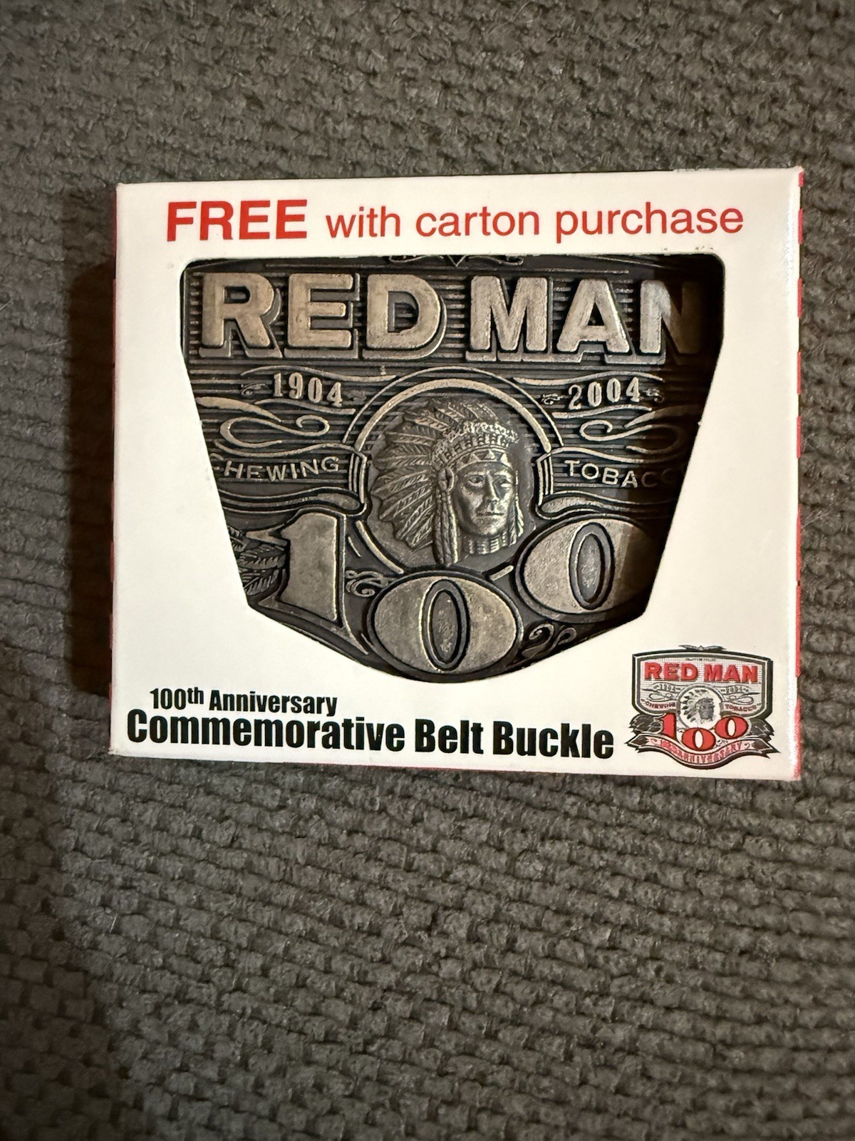 Red Man 100TH Anniversary Commemorative Belt Buckle 1904-2004 New In Box Red Man 100TH Anniversary Commemorative Belt Buckle 1904-2004 New In Box