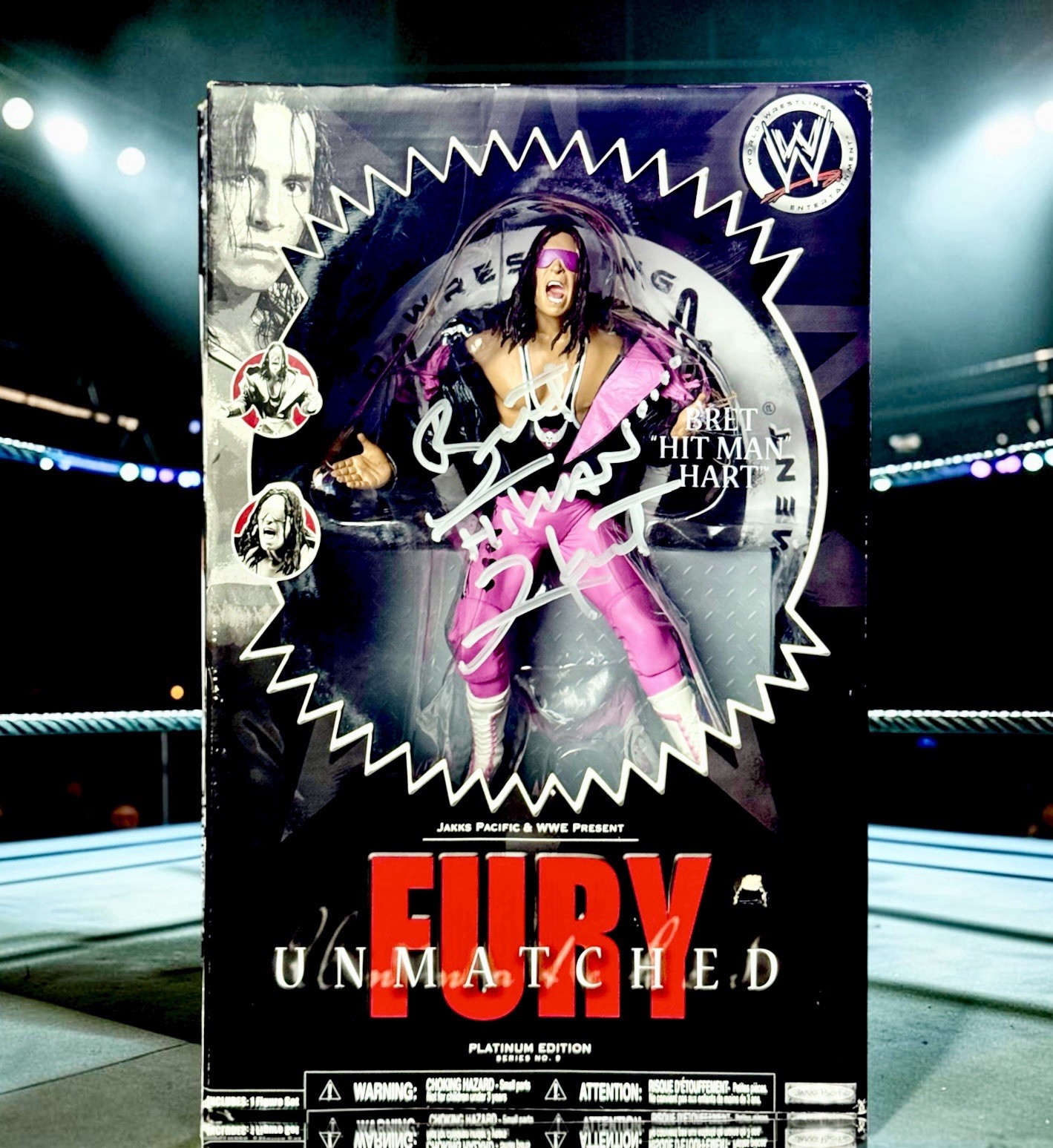 WWE BRET HART SIGNED UNMATCHED FURY SERIES 9 TOY ACTION FIGURE WITH JSA COA RARE