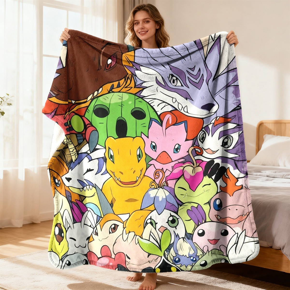 Digimon Gathering Pattern Printing Flannel Blanket Bed Blanket Trendy Printing