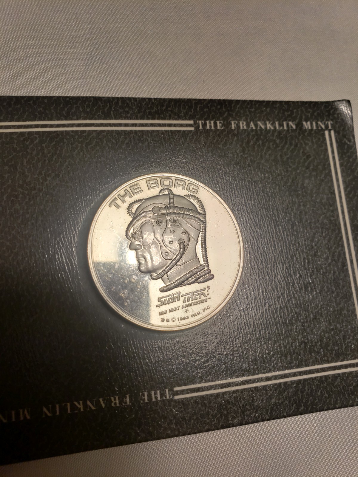 Rare Vintage 1988 Star Trek Franklin Mint The Borg Sterling Silver Coin Rare Vintage 1988 Star Trek Franklin Mint The Borg Sterling Silver Coin