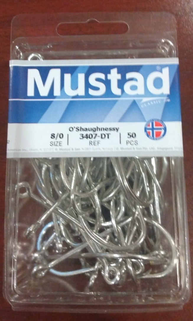 Mustad 3407-DT O\'Shaughnessy Hooks 8/0 size 50 pcs. Hook Sealed Pack Mustad 3407-DT O\'Shaughnessy Hooks 8/0 size 50 pcs. Hook Sealed Pack