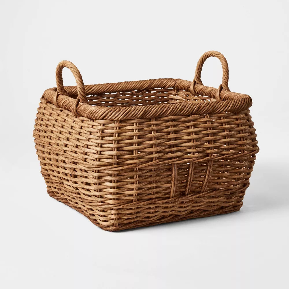 Medium Square Rattan Harvest Basket - Threshold designed with Studio McGee