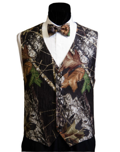 Mens Mossy Oak Tuxedo Suit Adj. Vest Camo Bow Tie Camouflage Hankie Real Pockets Mens Mossy Oak Tuxedo Suit Adj. Vest Camo Bow Tie Camouflage Hankie Real Pockets