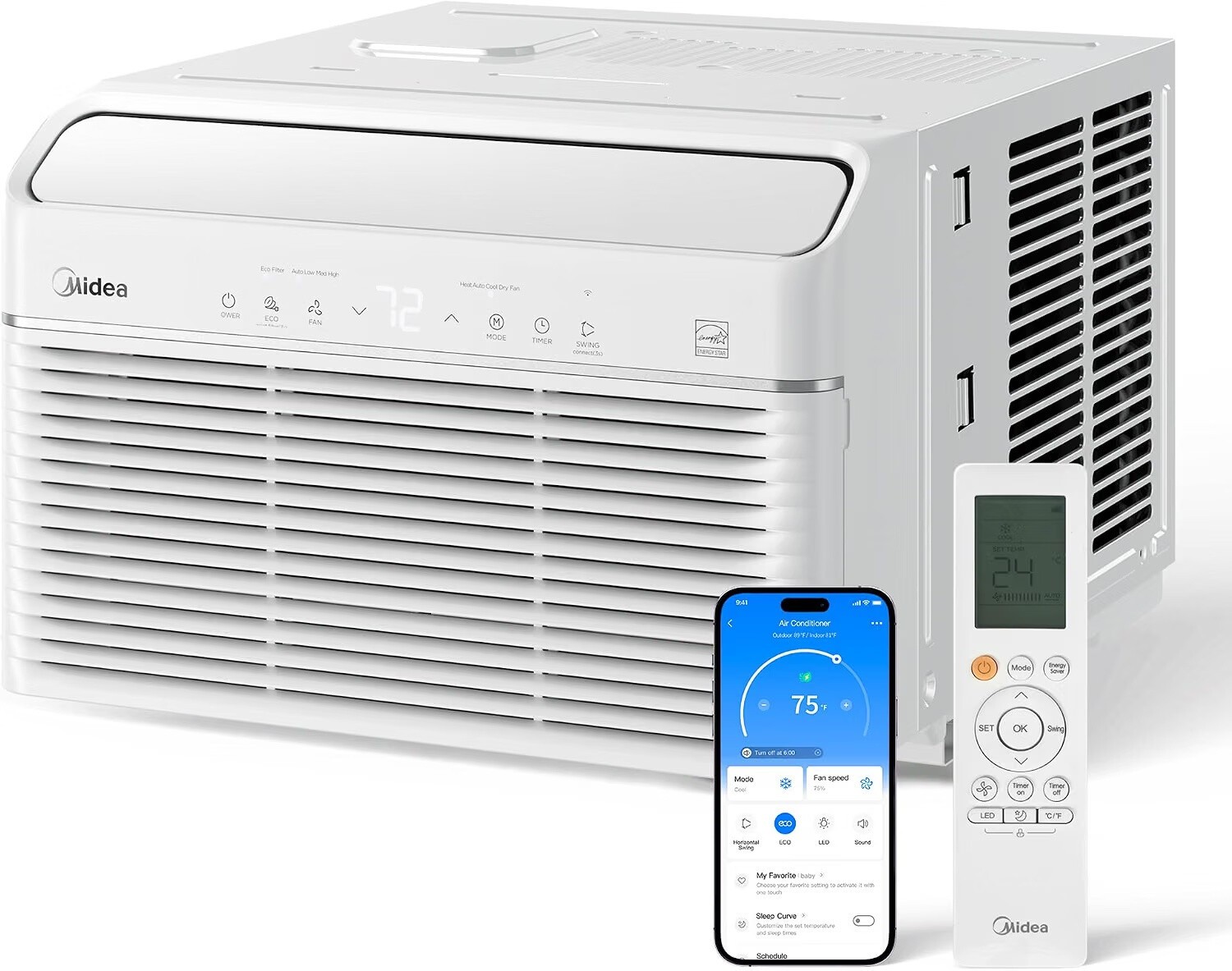 Midea MAW12HV1CWT 12,000 BTU Cooling Inverter Window Air Conditioner (White)-New